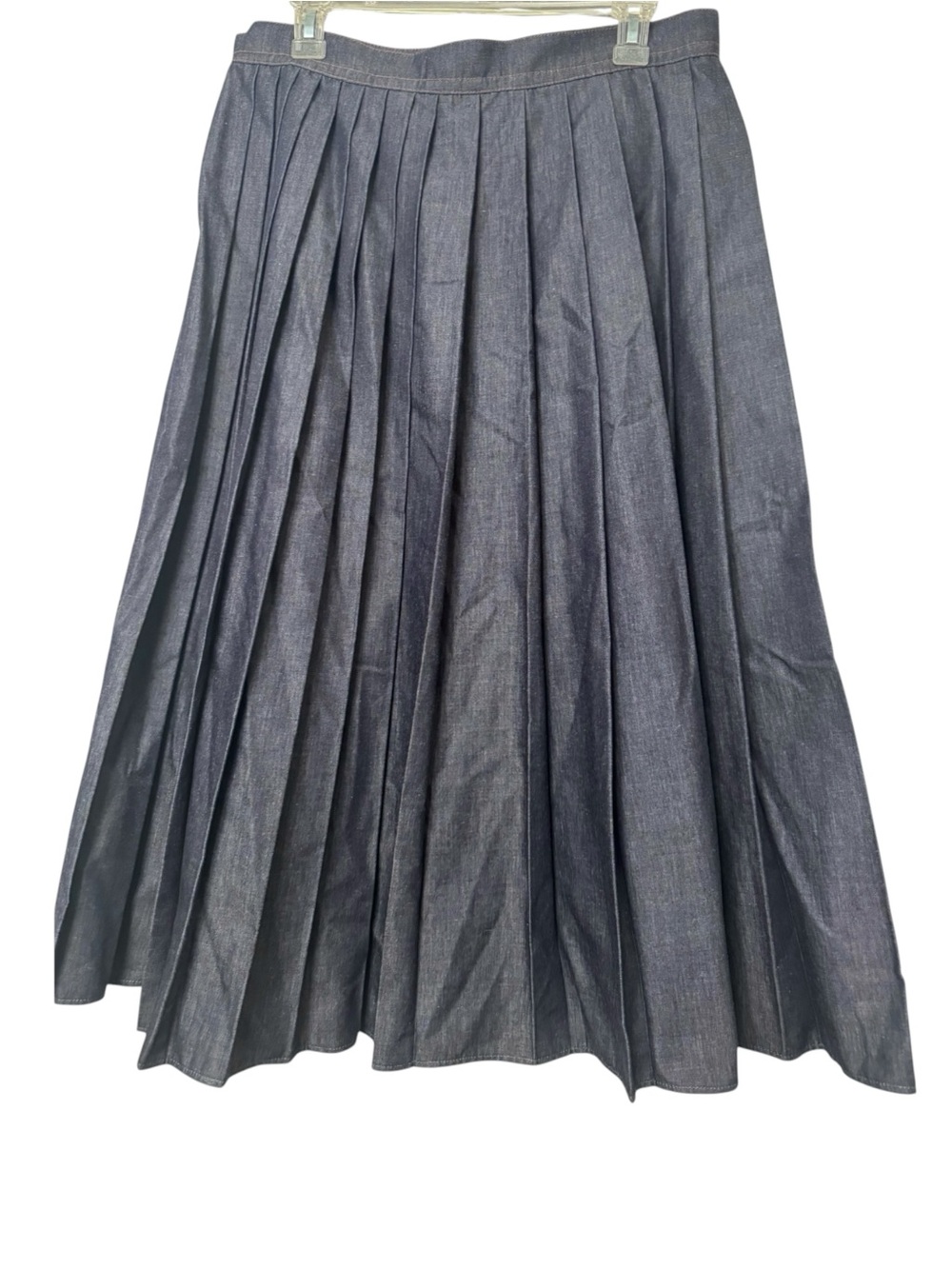 MaxMara Weekend Skirt - Pleated Blue Denim Old Money Office Business 12 - Picture 3 of 5